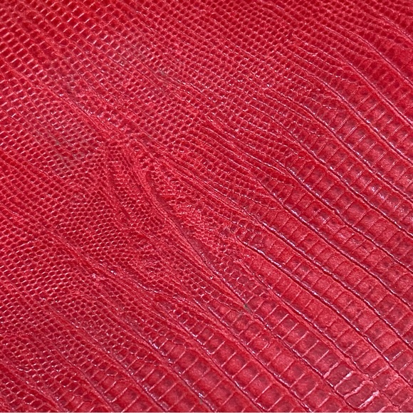 Vintage ETRA Genuine Leather Red Leather Kiss-Lock Convertible Clutch Bag - Picture 7 of 12